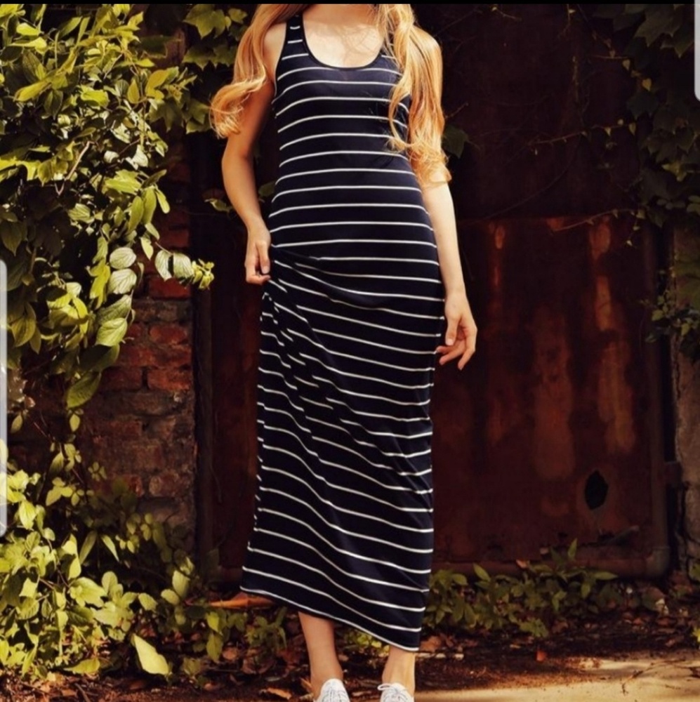 striped black and white maxi dress vest sleeveless
